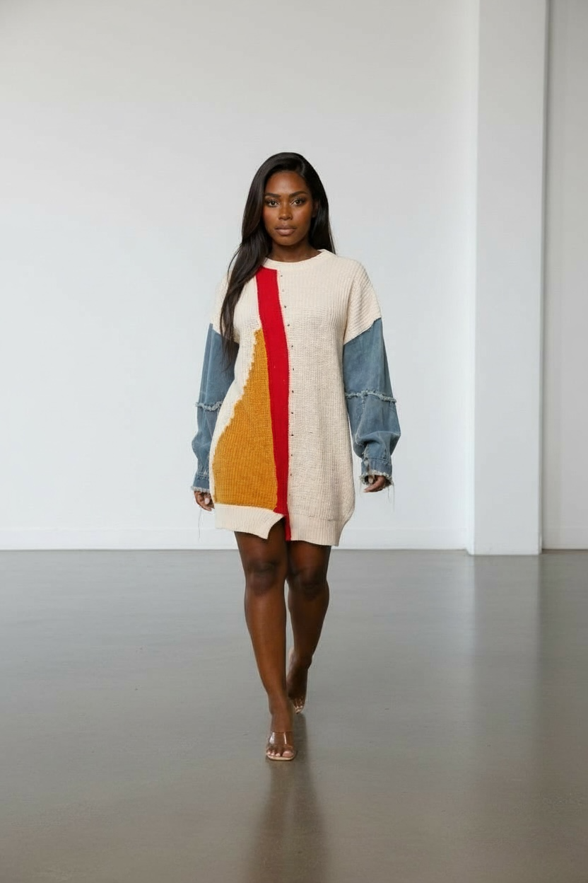 Color Block Cozy Chic Sweater Dress