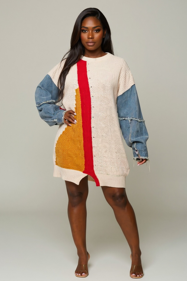Color Block Cozy Chic Sweater Dress